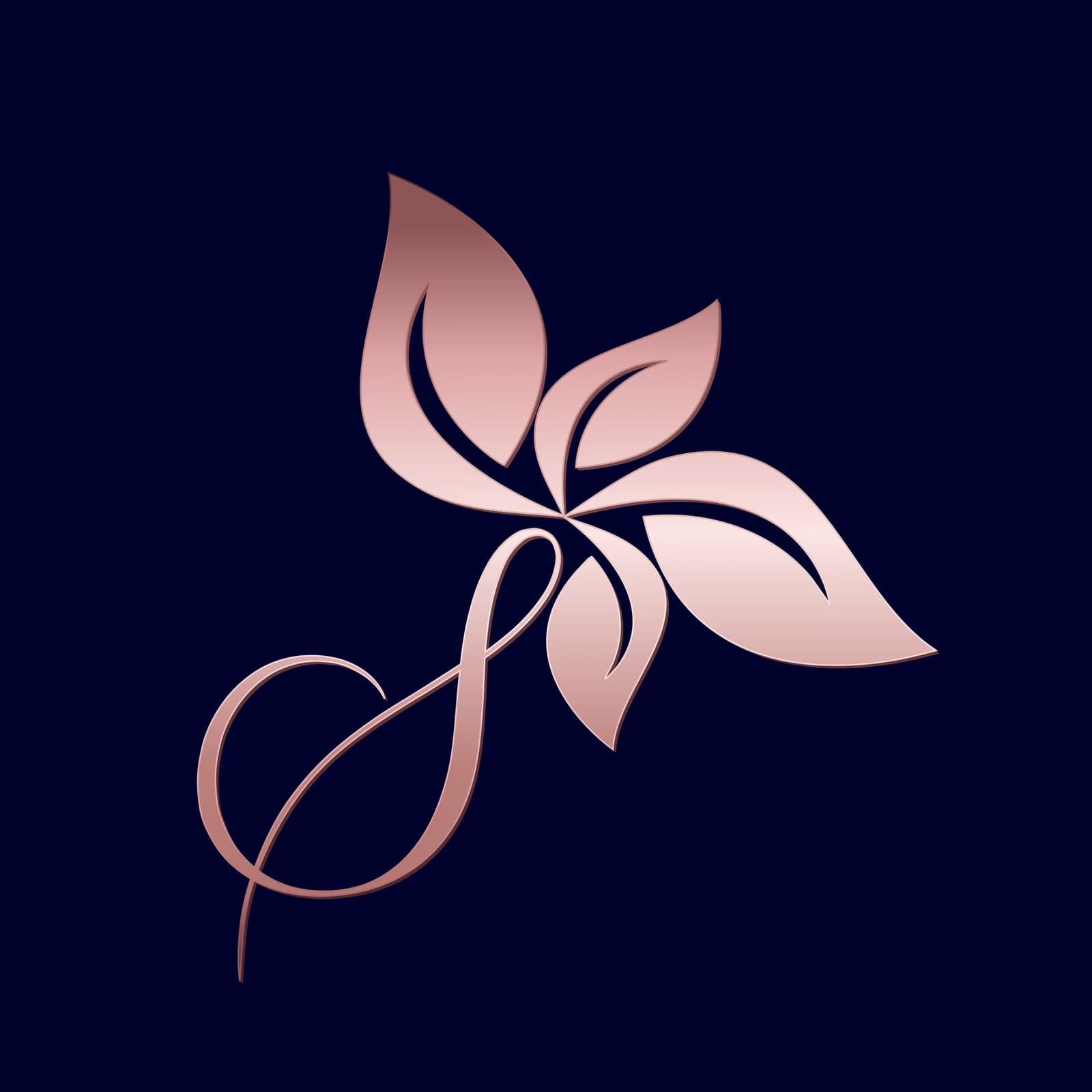 Solia pink flower logo on a navy background