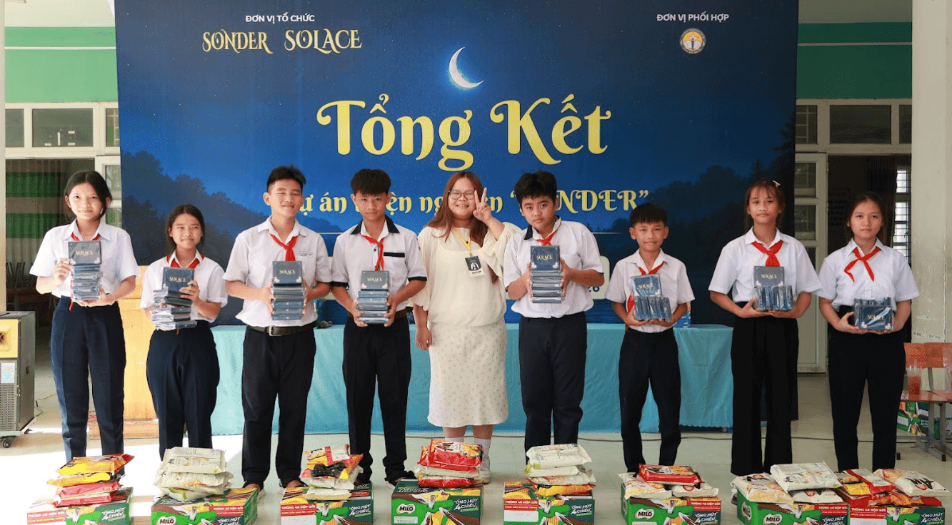 Students receiving SOLACE card decks and community gift packages