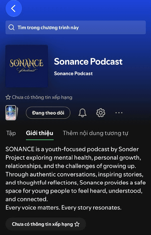 Sonance Podcast introduction on Spotify